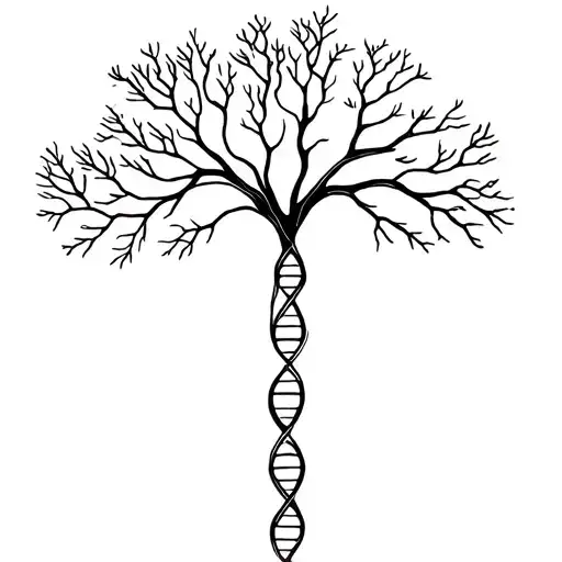 tree with dna-strand branch symbolizing life tattoo design idea