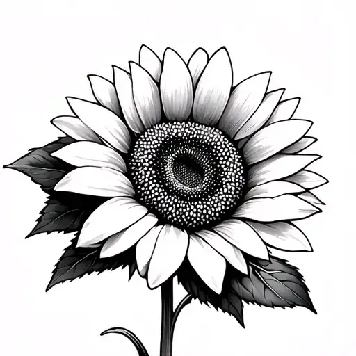 Black And White Sunflower tattoo design idea