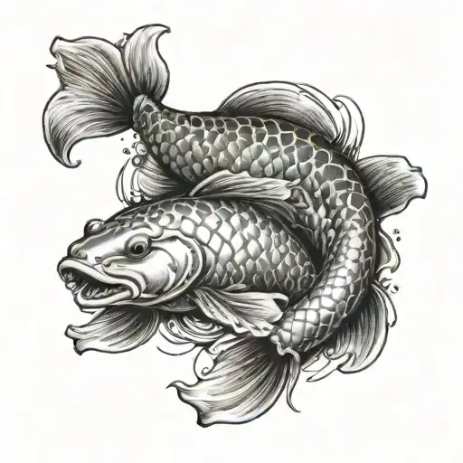 woman hands holding koi fish swimming tattoo design idea