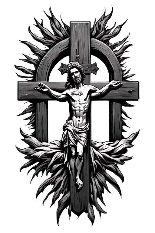Cross of Jesus Christ tattoo design idea