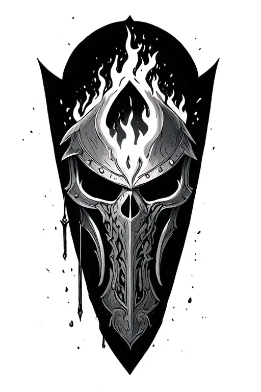 "Hollow" dark souls  knight rest all body bonfire tattoo design idea