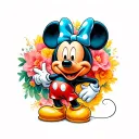 Mickey Mouse Minni Mouse wood modules tattoo design idea