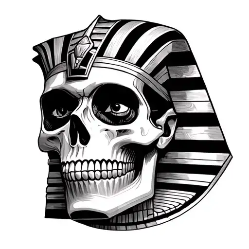 Skull Egyptian Pharaoh tattoo design idea