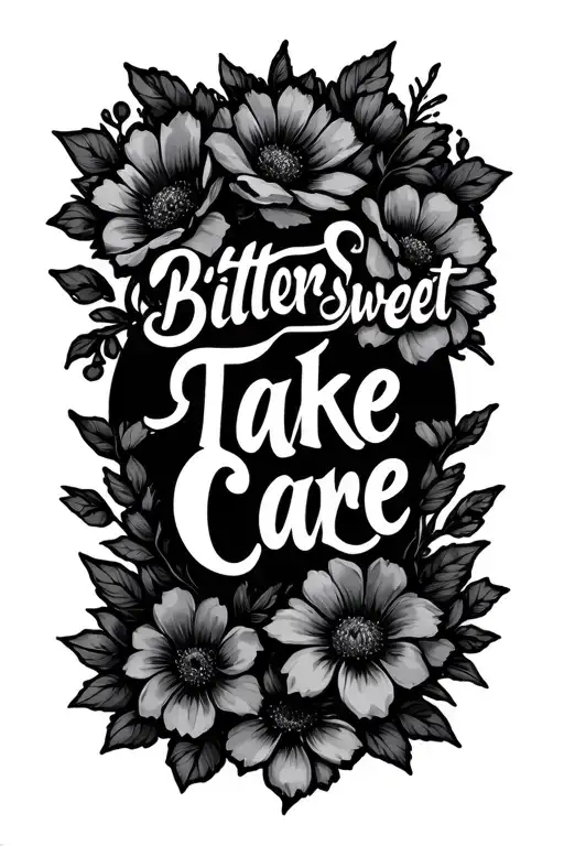 "BitterSweet 4KT Take Care " flowers intertwined tattoo design idea