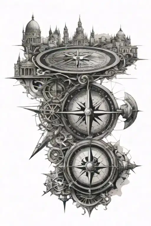 I want a fineline gothic tattoo combination of architectural maths, Pytheas the Greek explorer, compass. Fell free to ad tattoo design idea