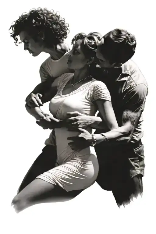 dancing couple tattoo design idea