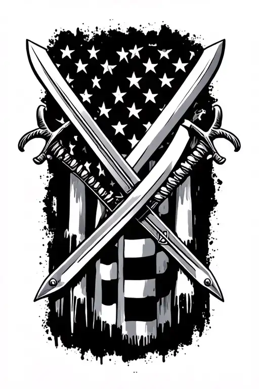 american style without flag and have swords crossed tattoo design idea