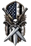 american style without flag and have swords crossed tattoo design idea