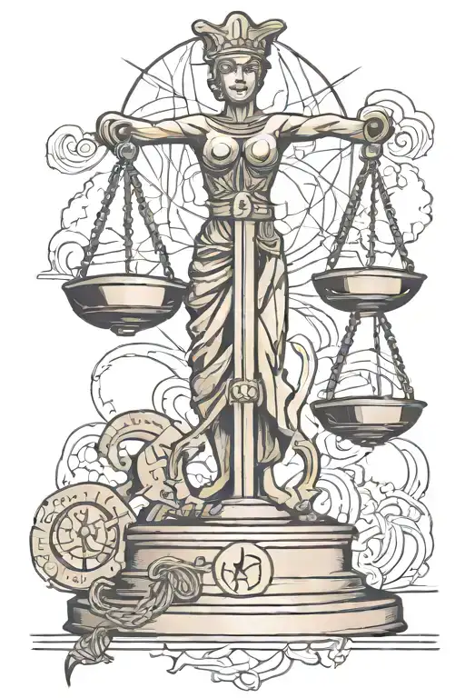 scale of justice and an electrician symbol incorporated tattoo design idea