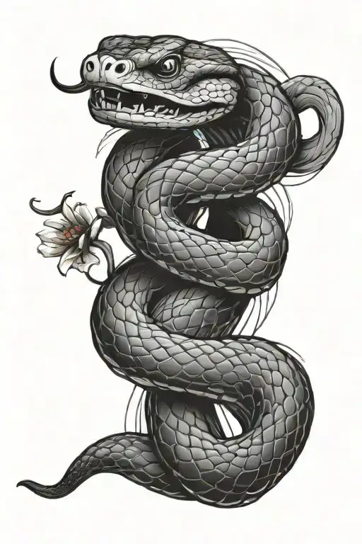 Japanese snake wrapped tattoo design idea