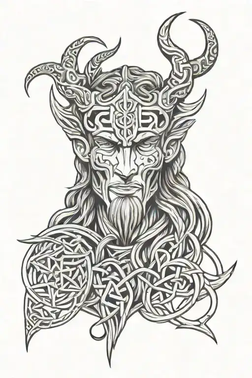 norse loki god knotwork design incorporating tattoo design idea