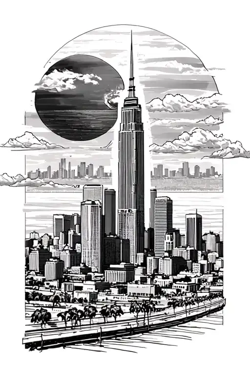 Los Angeles Skyline tattoo design idea