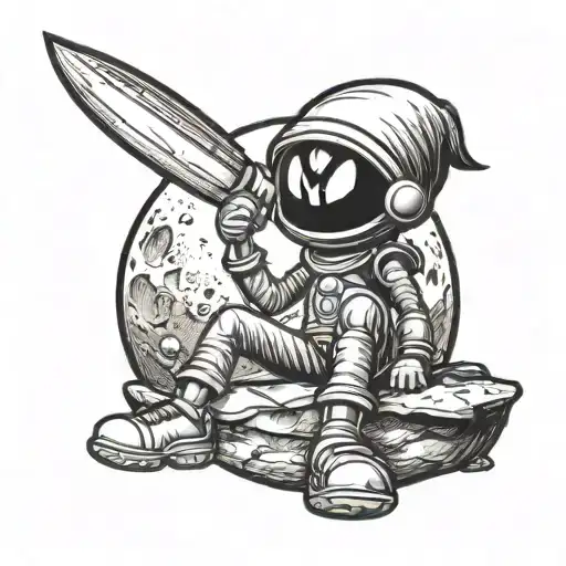 Marvin the Martian sitting on the moon tattoo design idea