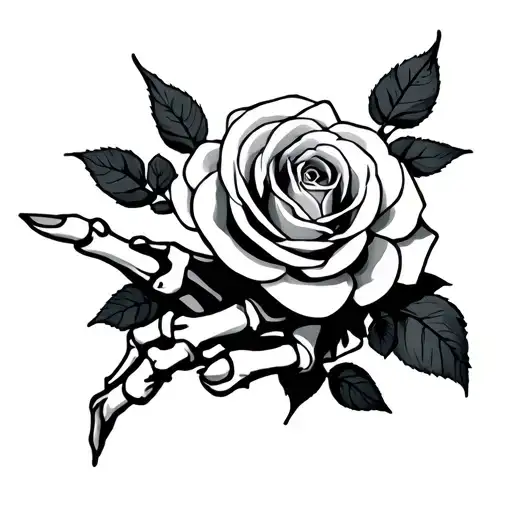 skeleton hand tattoo with rose  tattoo design idea