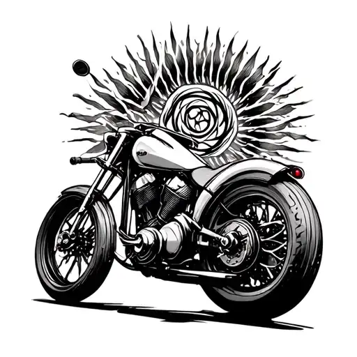 Tattoo with an image of an environmental symbol inscribed in the design of a biker motorcycle tattoo design idea