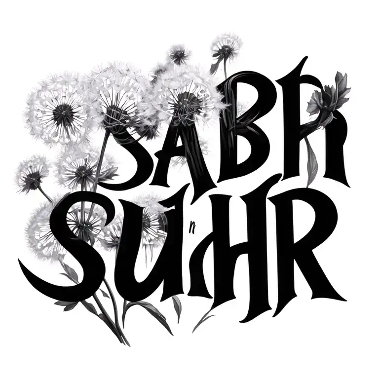 "Sabr n sukhr" dandelion flower tattoo tattoo design idea