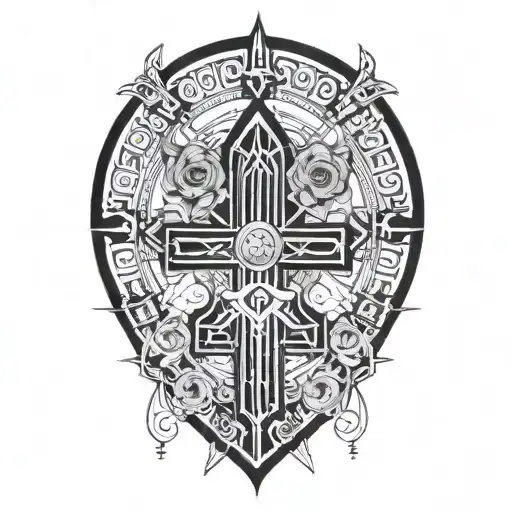 ankh roses tattoo design idea