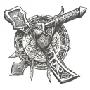 Native American tomahawk tattoo design idea