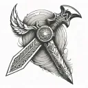 Native American tomahawk tattoo design idea