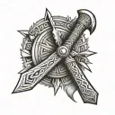Native American tomahawk tattoo design idea