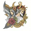 multi religion mythology gods right arm sleeve tattoo design idea