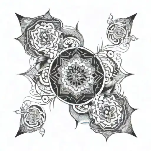 A spiritual mandala design with 5 elements of flavour  tattoo design idea