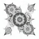 A spiritual mandala design with 5 elements of flavour  tattoo design idea
