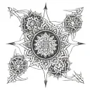 A spiritual mandala design with 5 elements of flavour  tattoo design idea