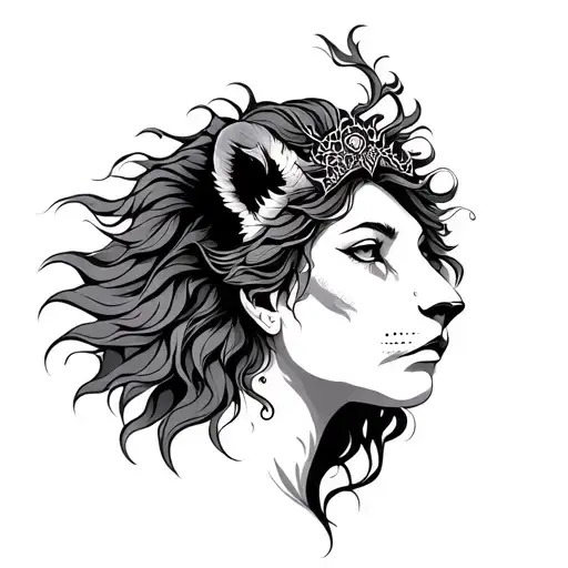 goddess leo zodiac sign tattoo design idea