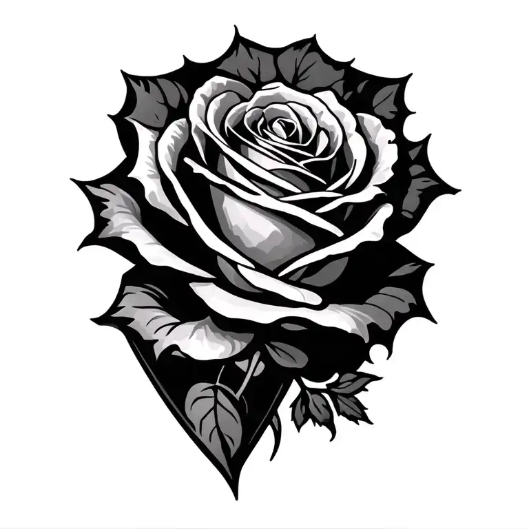 a triangular rose wrapped tattoo design idea