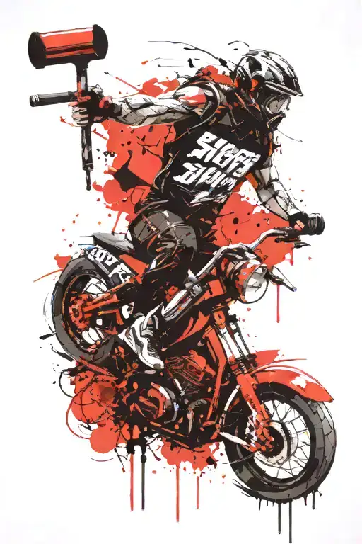 Gym, barbells, motorcycles, fishing, two sons, skiing, success tattoo design idea