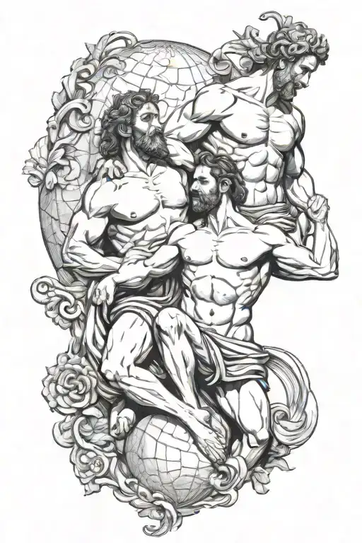 Hercules and atlas holding the earth tattoo design idea
