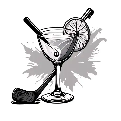 I need tattoo images by using hockey stick travel and cocktail glass&nbsp; tattoo design idea