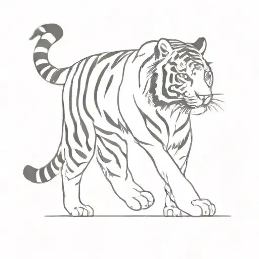 tiger walking tattoo design idea