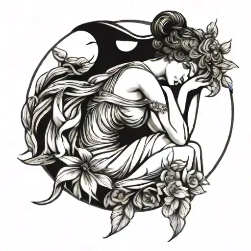 sexy athena greek goddess tattoo design idea