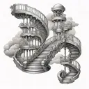 triple helix stairway leading to heaven tattoo design idea