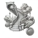 triple helix stairway leading to heaven tattoo design idea