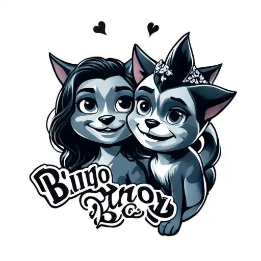 bingo and bluey tv show tattoo design idea