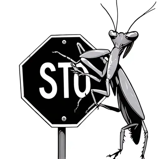 sexy praying mantis stripping on a stop sign tattoo design idea