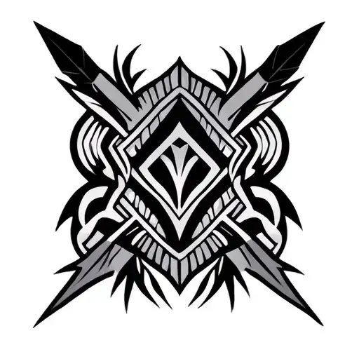 Polynesian tribal with arrow heads tattoo design idea