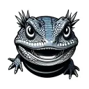 Lizard button meme tattoo design idea