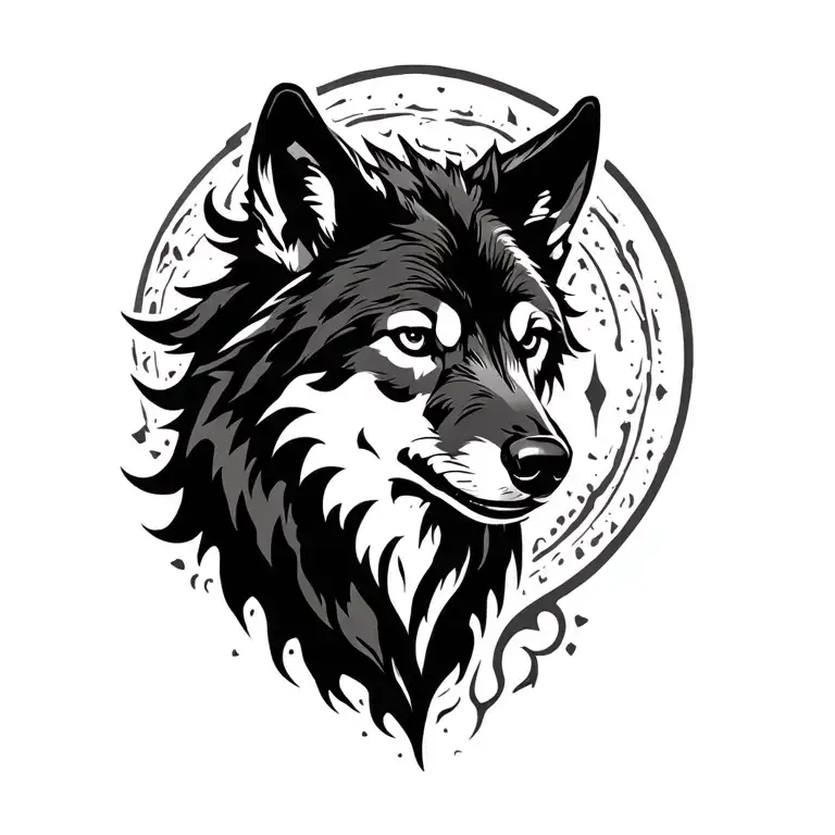 shadow wolf silhouette tattoo design idea
