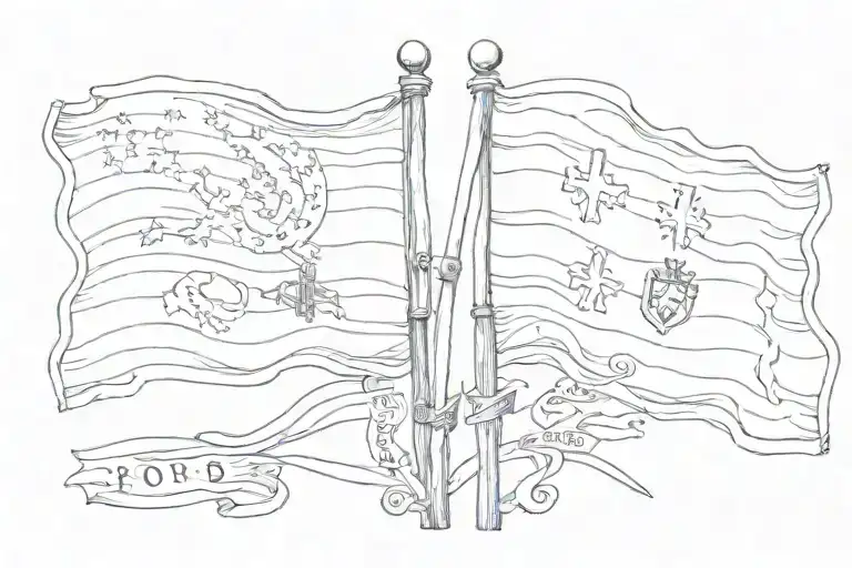 i ant two flags almost like banners with the date 1963 on both of them. For the two flags I want them to be aged and tor tattoo design idea