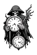 grim reaper holding clock tattoo design idea