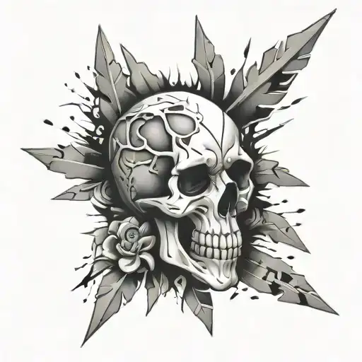 skull explosion de crane tattoo design idea