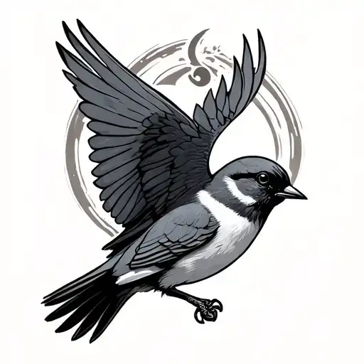 mark 10:9 with a small bird rising tattoo design idea