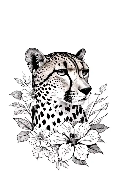 cheetah print and flowers  tattoo design idea