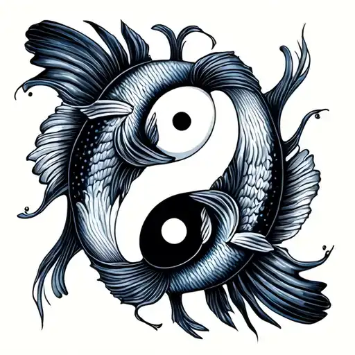 pisces fish with yinyang tattoo design idea