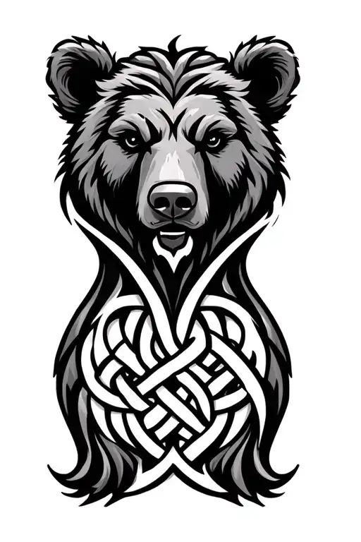 celtic knot bear head tattoo design idea