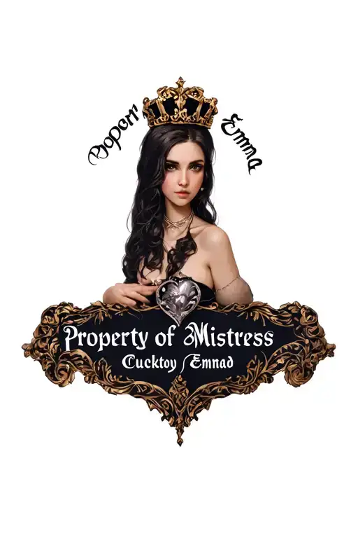 "Property_of Mistress_Emma" chastity cuckold owned tattoo design idea